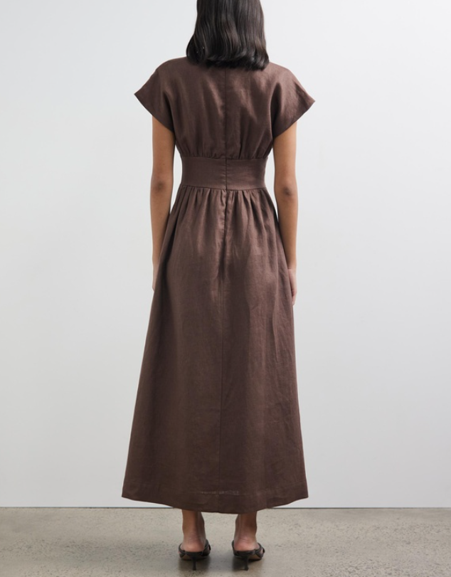 V-Neck Linen Maxi Dress | FREIOM®