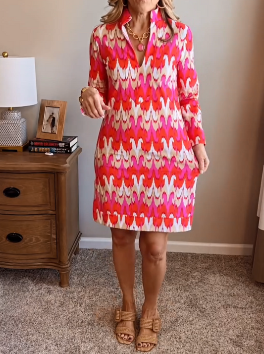 Elegant Peony Print Long Sleeve Mini Dress | FREIOM®