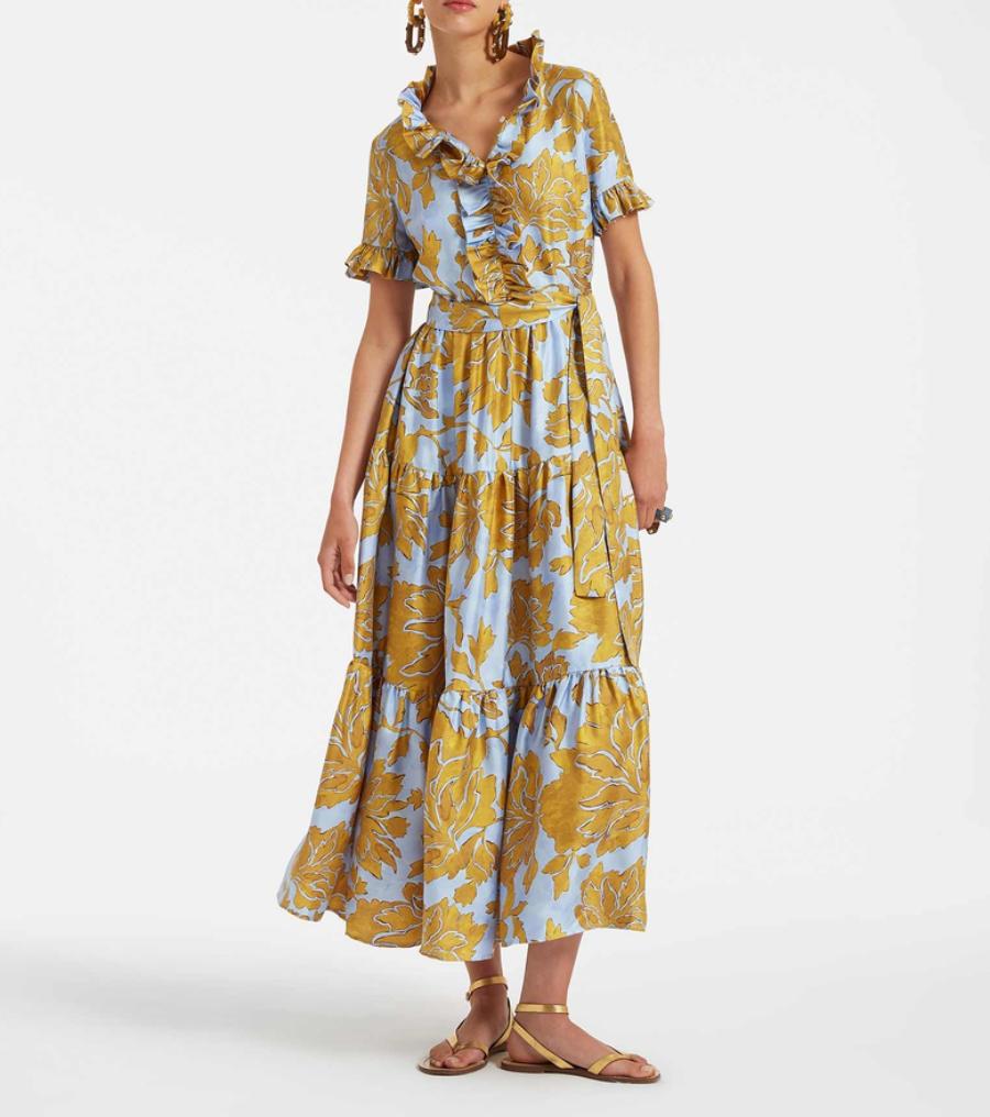 Elegant Floral Print V-Neck Long Tunic Dress | FREIOM®