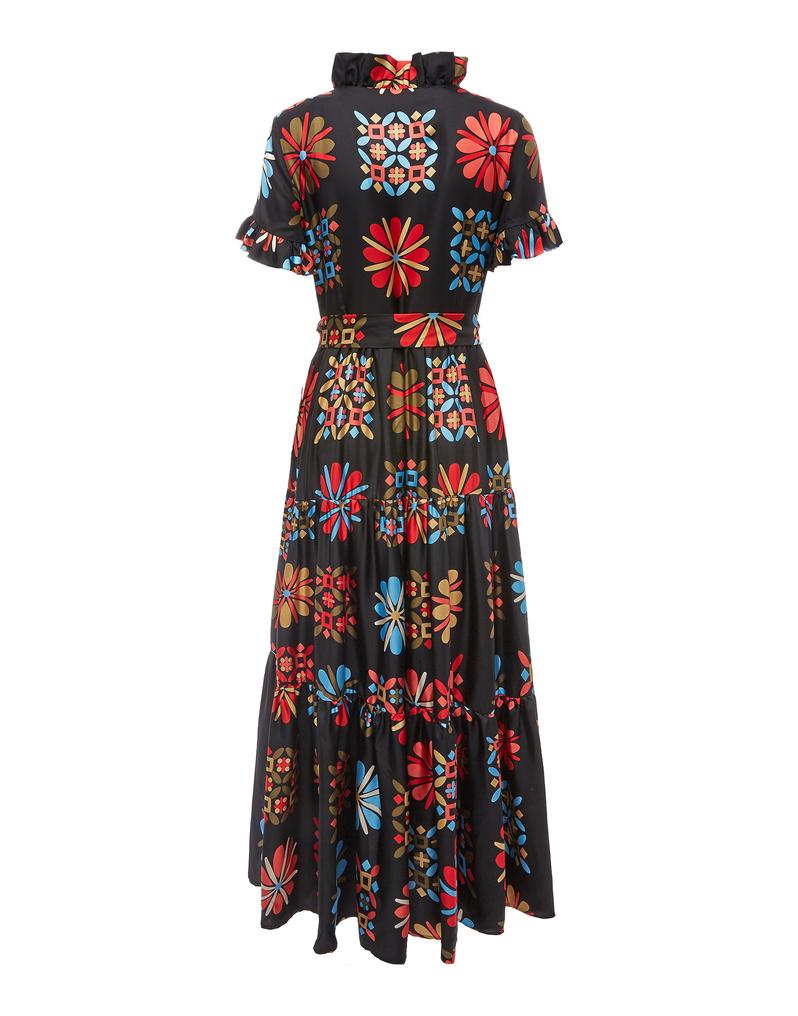 Elegant Floral Print V-Neck Long Tunic Dress | FREIOM®