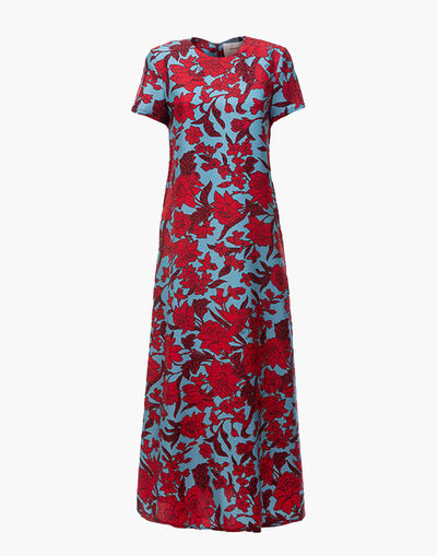 Elegant Floral Print V-Neck Long Tunic Dress | FREIOM®