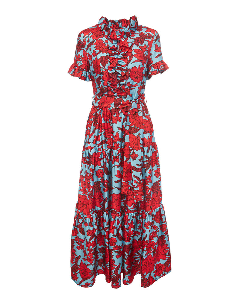 Elegant Floral Print V-Neck Long Tunic Dress | FREIOM®