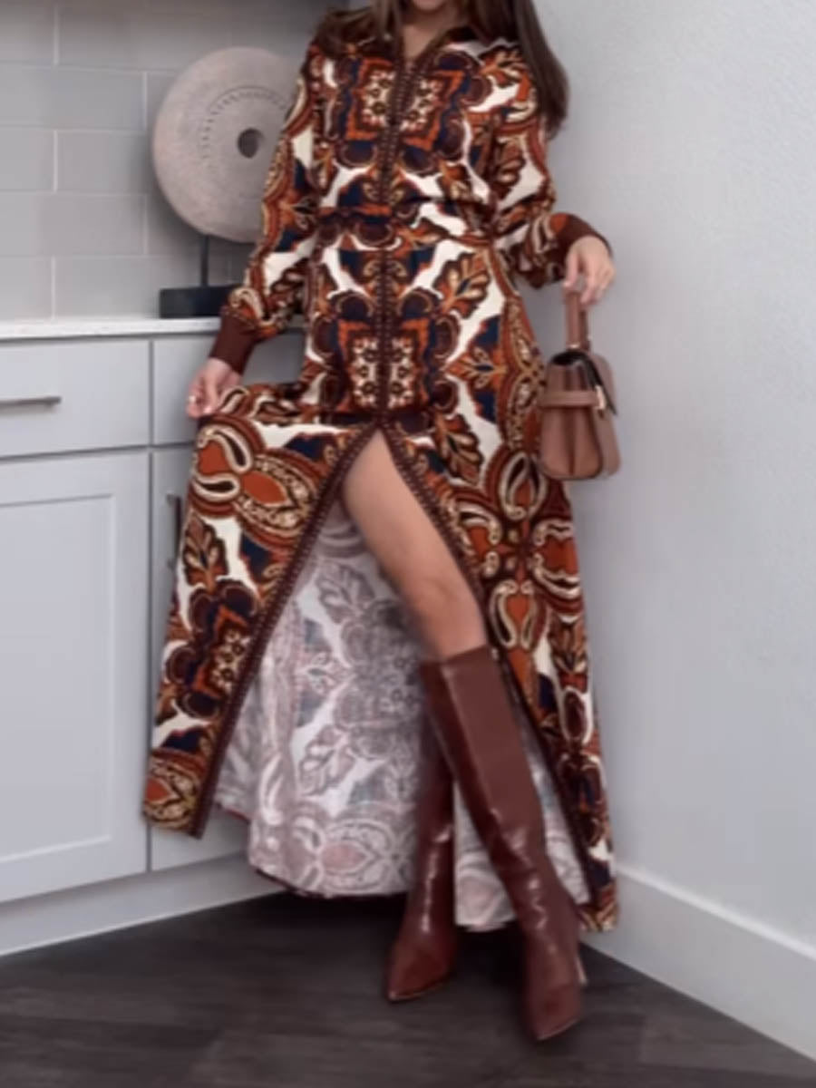 Stunning Chic Printed Long Sleeve Maxi Dress | FREIOM®