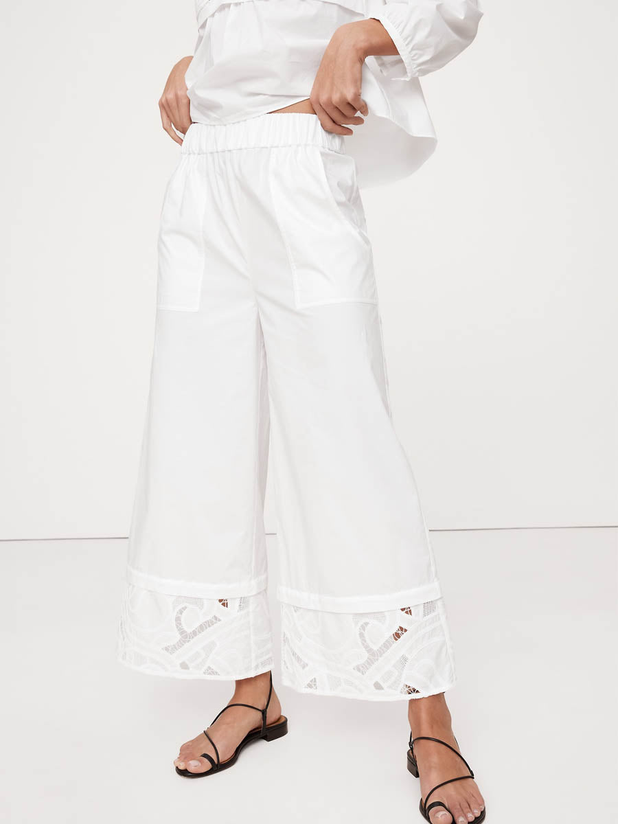 Embroidered Elastic Waistband Two Pieces Set