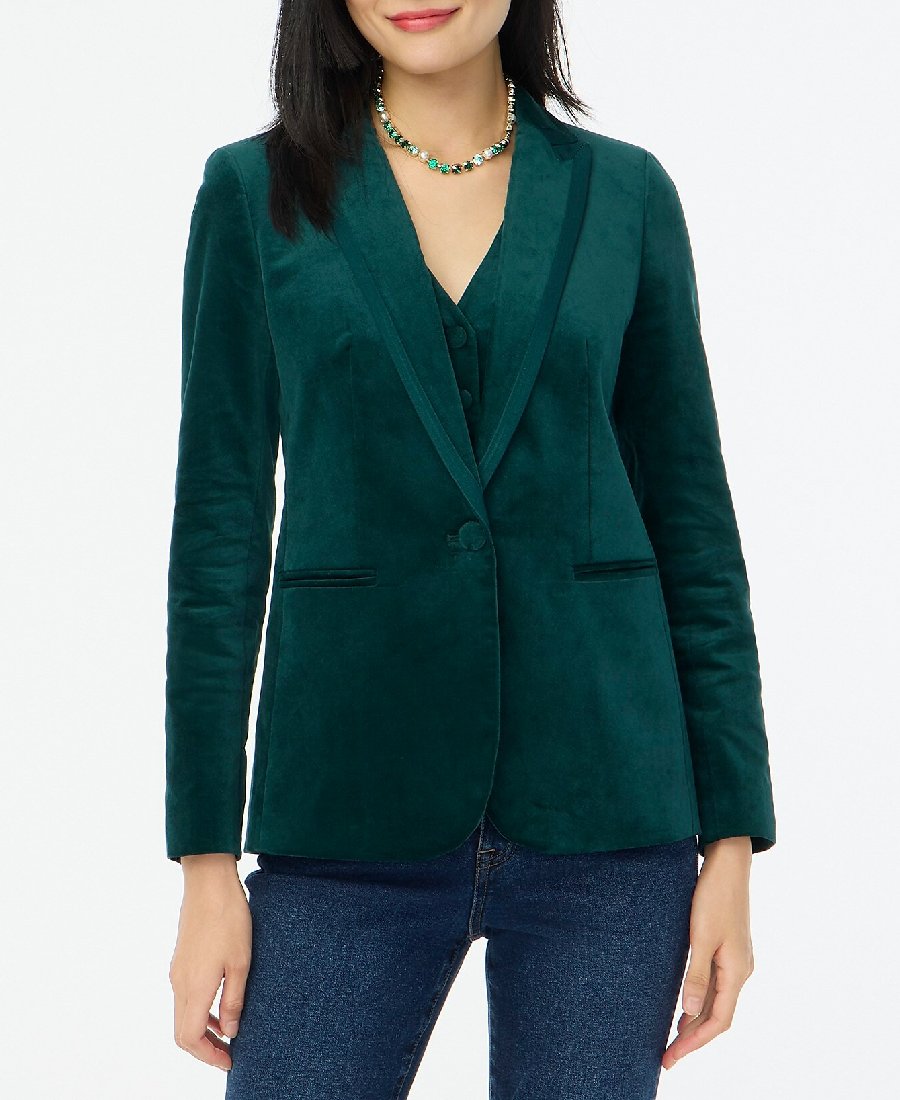 Chic Velvet One-Button Blazer