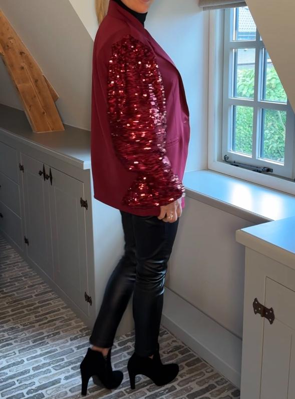 Sequined Sleeve Holiday Blazer