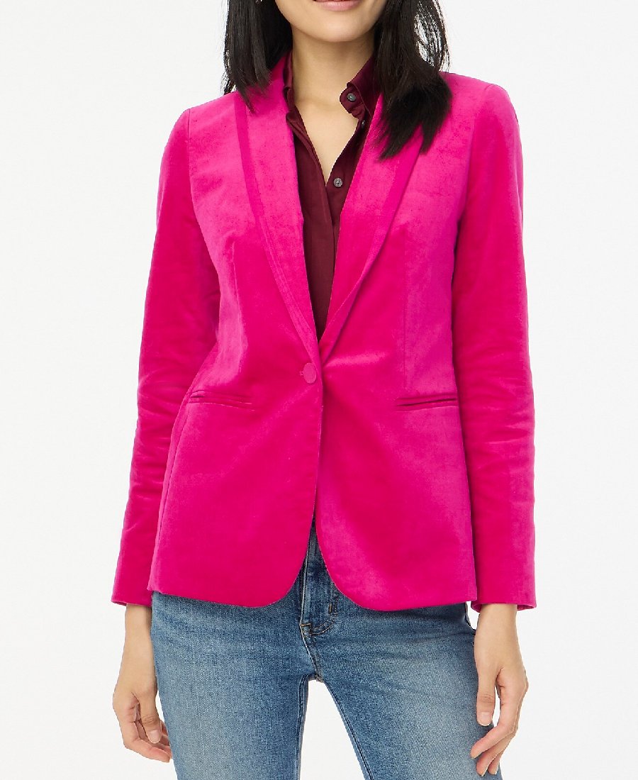 Chic Velvet One-Button Blazer