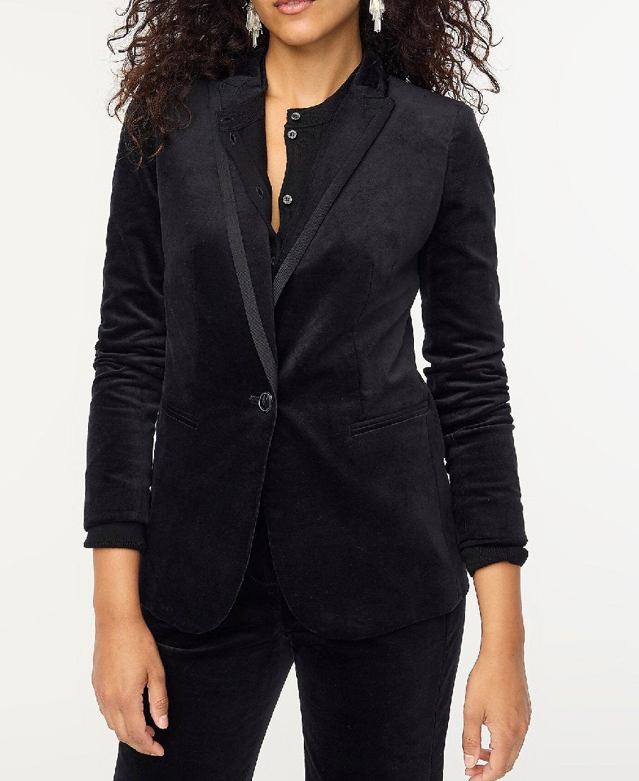 Chic Velvet One-Button Blazer